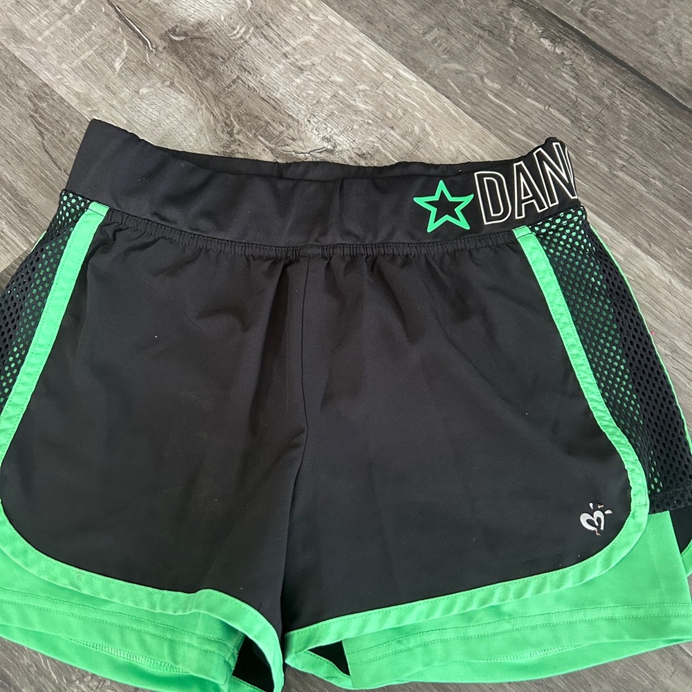 Danskin Women's Black and Green Athletic Shorts